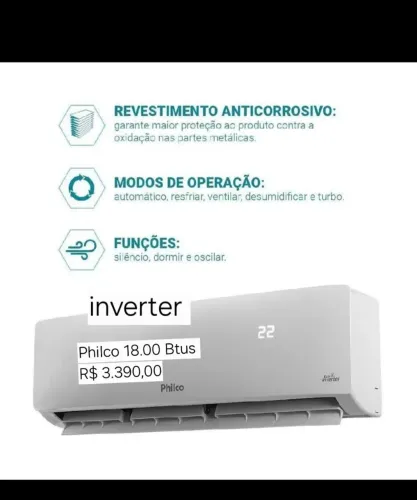 Ar condicionado Philco inverter.000 BTUS. Temos estoque!!