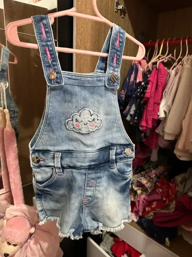 Jardineira jeans 1/2 anos