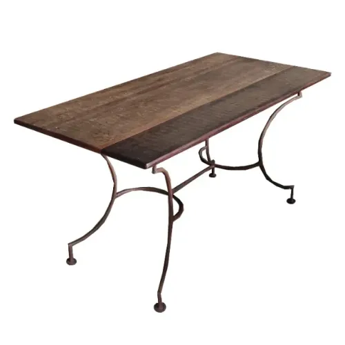 DEPÓSITO SANTA FÉ -Mesa de jantar estilo rústico em madeira e metal 160 x 80