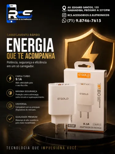 Fonte Carregador Turbo 40w A'GOLD