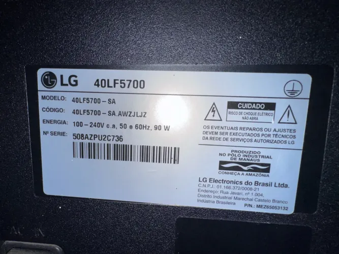 Tv LG para retirada de peça