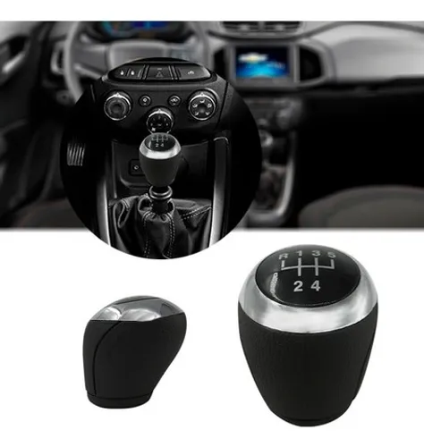 Bola de Câmbio 5 e 6 Marchas P/ Chevrolet Onix Prisma Cobalt Spin - Tampa Preta e Cromada