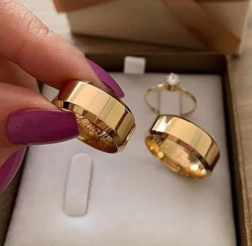 Par de Alianças Banhada ouro 18k