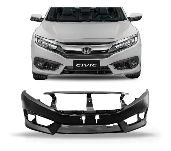 Parachoque Honda Civic 2017 à 2019 - Furo Farol Auxiliar - Preto Liso - TYG