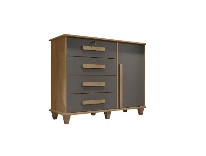 Cômoda Greice Modelo Retrô 1 Porta e 4 Gavetas! Entrega + Montagem Grátis !