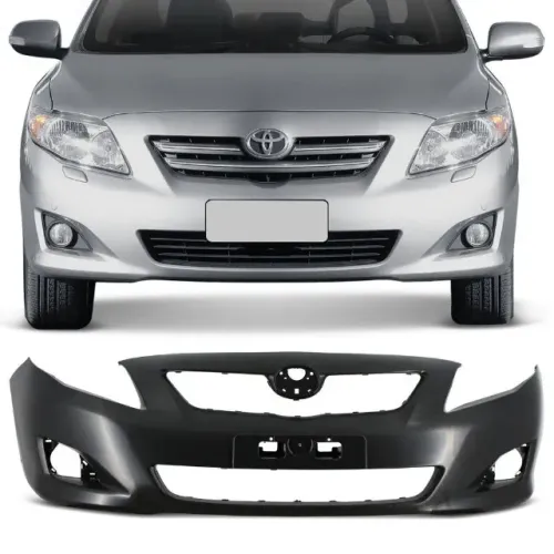 Parachoque Toyota Corolla 2009 à 2011 - Furo Farol Auxiliar / Relevo Placa - Preto - Lumax