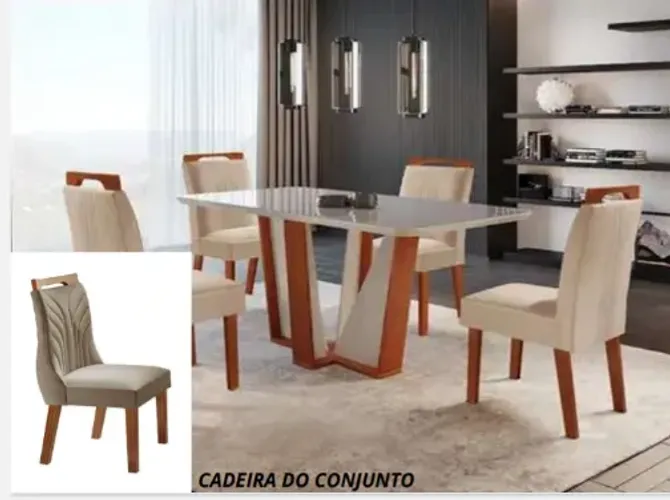 Sala de Jantar Completa com 4 cadêiras 1,35×90m - Veneza