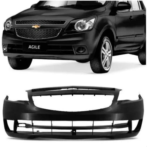 Parachoque Chevrolet Agile 2010 à 2013 - Furo Farol Auxilair - Preto Liso - DTS