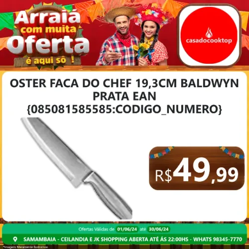 Oster faca do chef 19,3cm baldwyn - prata  