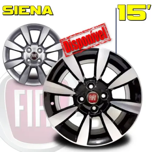 Roda aro 15 Fiat Siena Prata com diamantado 4x98 jogo novo
