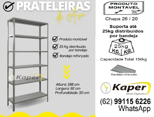 Estante de aço / prateleira de aço Prof. de 30cm ( produto novo ) Promoção