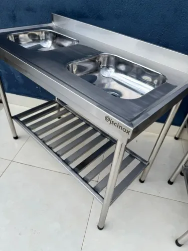 Pia cuba dupla inox 1.0 metro.,