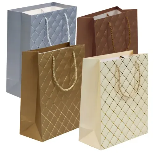 Sacola Papel P/ Presente 26X32X12Cm Texture Gold Yangzi Sortida