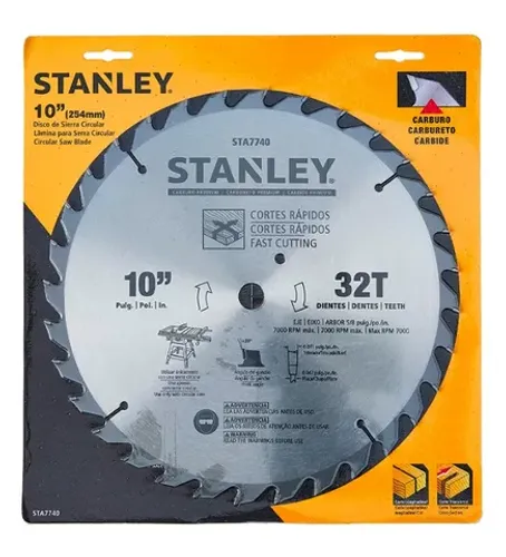 Disco Lâmina de Serra Circular para Madeira 10 Polegadas 254mm x 16mm x 32 Dentes Stanley