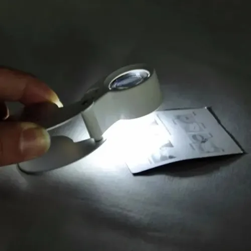 Mini Lupa Mão Led Duplo Zoom 40x 25mm Articulada para joalheria