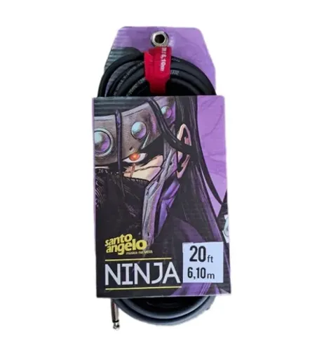 Cabo para Guitarra 6,10m Ninja Preto Santo Angelo 20ft