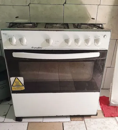 Fogão Esmaltec 6 Bocas, Cor Branco, Elétrico, Forno Duplo, Completo