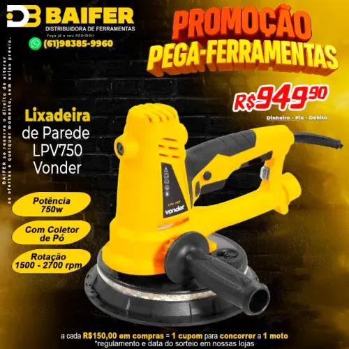 Lixadeira de Parede 750w Com Saco Coletor de Pó LPV750 Vonder