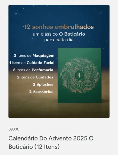 Calendário do advento Boticário 2025