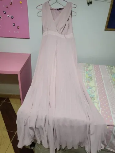 Vestido Longo Rosa em Chiffon
