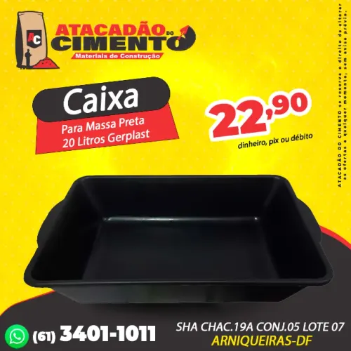 Caixa Para Massa Preta 20 Litros Gerplast