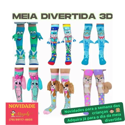 Meias Divertidas 3D Infantis