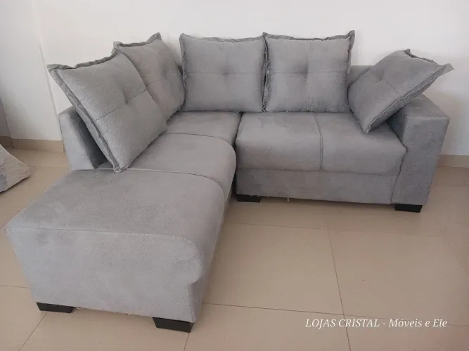 Sofá de Canto Cinza - Novo