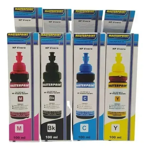 Tinta Hp Vivera Corante 100ml Cores: Preto - Ciano - Magenta - Yellow