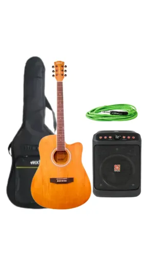 Kit Violão Waldman DCE-41 NB Natural Eletroacústico + Capa + Caixa + Cabo