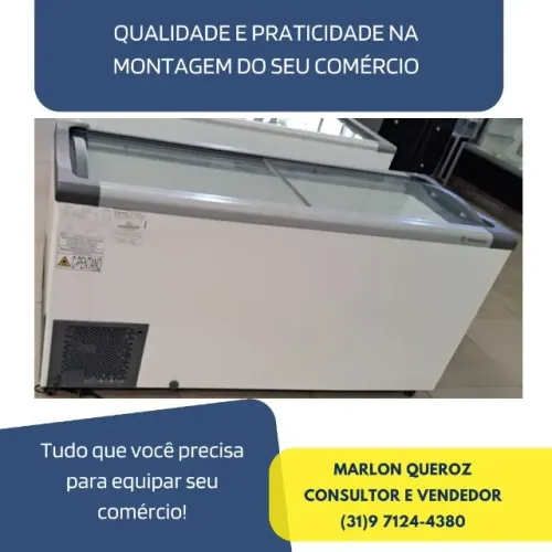 Freezer Metalfrio Horizontal Tampa de vidro 505 Litros