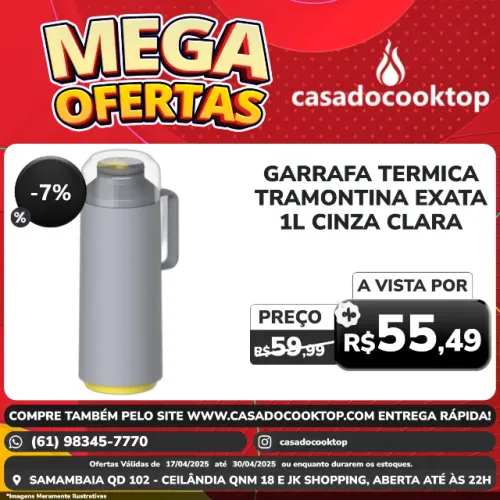 Garrafa Termica Tramontina Exata 1l Cinza Clara