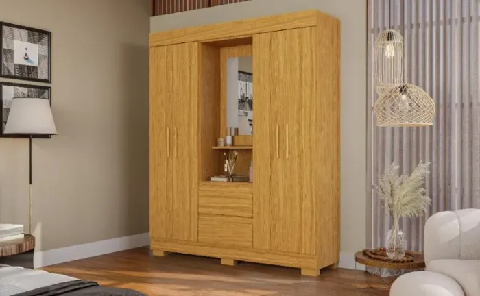 *Guarda Roupa - Isabely 4 Portas com Espelho - pronta entrega