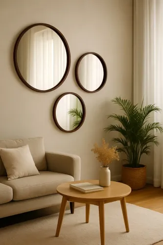 Espelhos Decorativos com Moldura Caramelo - Design Moderno