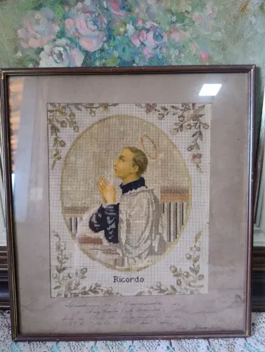 Lembrança de comunhão quadro Petit Point 
