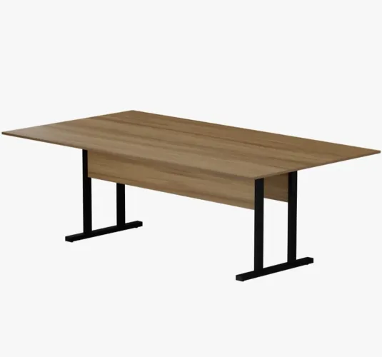 Mesa de Reunião em Madeira com Base em Metal