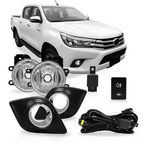 Kit Farol Milha Hilux 2016 A 2018 Com Moldura Aro Cromado