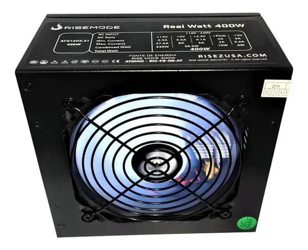  Fonte ATX 400W Real PFC Ativo 80+E Rise Mode Atomic Led Branco - WZetta