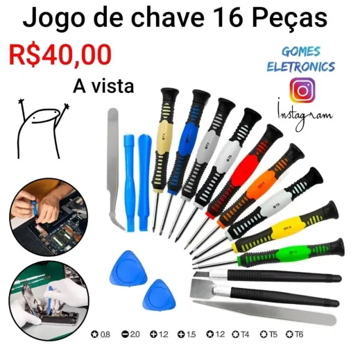 Kit jogo de chave de precisão 16 peças R$40,00 loja fisica