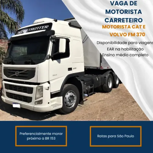 Vaga de Motorista Carreteiro, com experiência