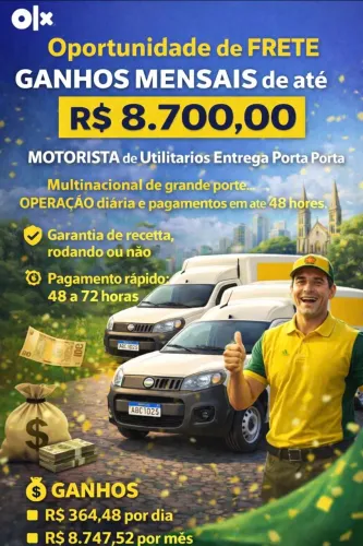 Frete com Fiorino | Ganhe até R$ 8.700/mês | Pagamento em até 48h