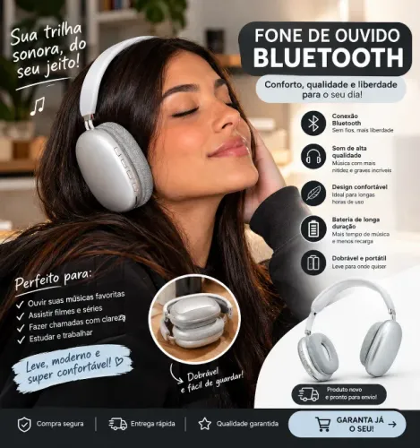 Fone de ouvido Bloetooth Air- PRATA 