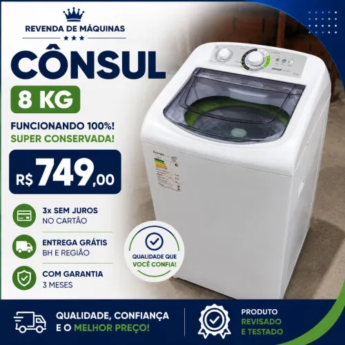 Máquina de Lavar Cônsul 8kg - Revisada, Funcionando 100% | Oferta Imperdível