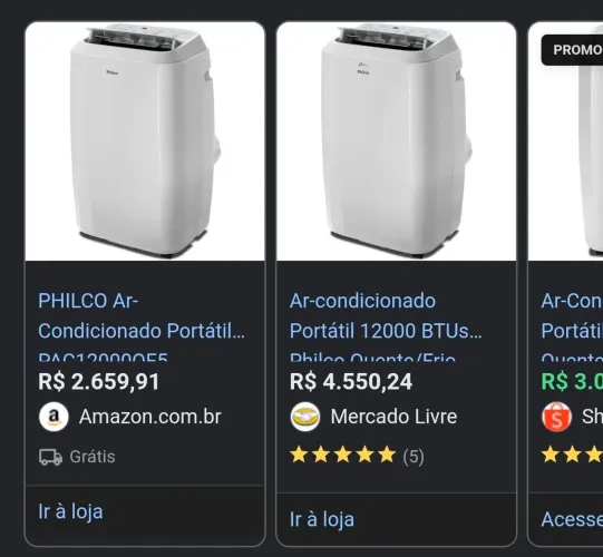 Ar-condicionado portátil Philco 12,000 BTUs