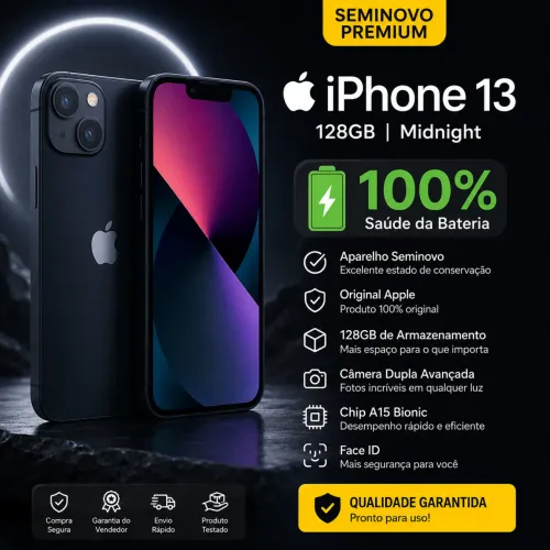 iPhone 13 128gb seminovo bateria 100%