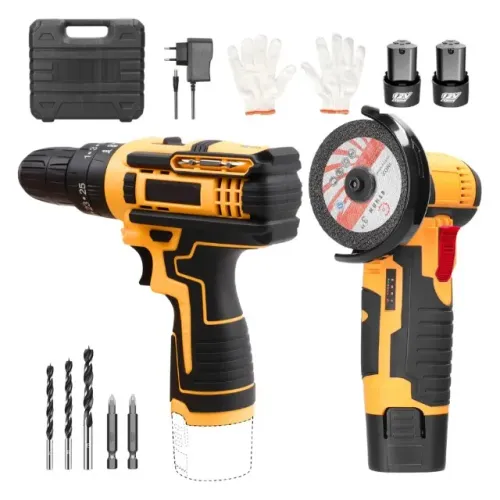 Mini Furadeira Parafusadeira e Esmerilhadeira Lixadeira Sem Fio Bivolt 2 Baterias 12v