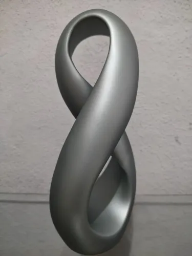 Escultura Moderna Infinito 1 Decoração Cerâmica Cinza Fosco
