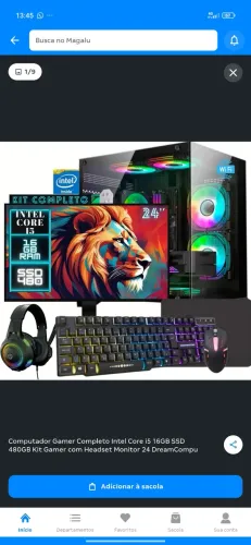 computador gamer completo Intel core i5 16gb ssd 480gb kit gamer com headset monitor 24 dr