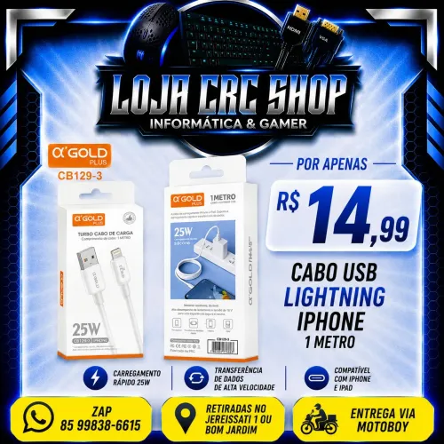 Cabo Usb Lightning aGold 1 Metro iPhone