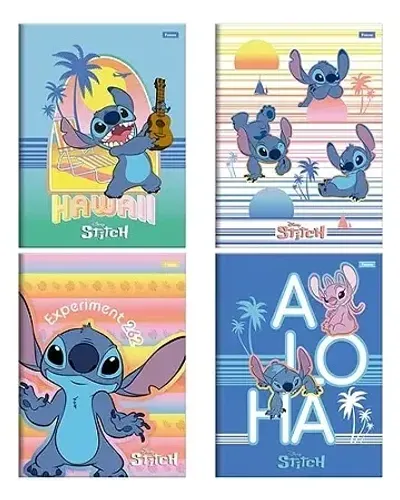 CADERNO BROCHURA STITCH, PATRULHA CANINA, DIVERTIDAMENTE, JUDY, PEQUENO 80 FOLHAS