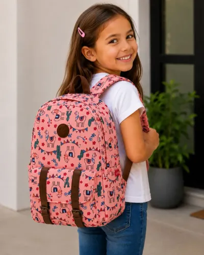 Mochila infantil Clio cactos e lhama
